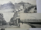 Réunion de 13 cartes postales anciennes (années 20) représentant la ville de LENS (Pas-de-Calais) : Corons, Bvd des Ecoles-Marché aux Légumes, Rue de ...