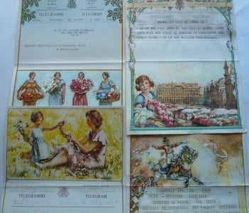Réunion de 4 télégrammes illustrés belges. 