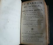 Réunion de cinq pièces de Beaumarchais, reliées à la suite, dont trois éditions originales : EUGENIE - LES DEUX AMIS ou le négociant de Lyon -  LE BARBIER DE SEVILLE ou la précaution inutile -  LA FOLLE JOURNEE OU LE MARIAGE DE FIGARO -  L'AUTRE TARTUFFE ou la mère coupable. par Pierre-Augustin Caron de Beaumarchais - Image 6