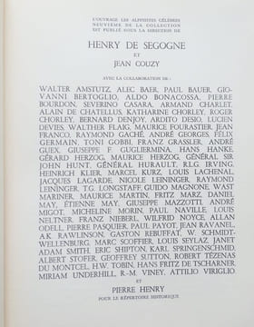Les Alpinistes Célèbres. Henry de SEGOGNE et Jean COUZY 