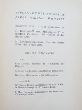 Exposition des Oeuvres de James Mcneill whistler. Palais de L'école des Beaux-Arts, Quai Malaquais, Paris, Mai 1905. James McNeill Whistler.