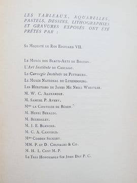 Exposition des Oeuvres de James Mcneill whistler. Palais de L'école des Beaux-Arts, Quai Malaquais, Paris, Mai 1905. James McNeill Whistler.