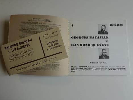 RENCONTRES DE BILLOM 4) Georges Bataille et Raymond Queneau 1930-1940. Raymond Queneau et 80 exposants. . Association Billom-Bataille. Préface de ...