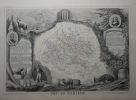 CARTE HISTORIEE - 09 DEPARTEMENT DE L'ARIEGE. Carte ancienne (53x36cm) sur acier de l'ATLAS NATIONAL ILLUSTRÉ de Victor LEVASSEUR. 1852. Coloris ...