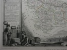 CARTE HISTORIEE - 11 DEPARTEMENT DE L'AUDE. Carte ancienne (53x36cm) sur acier de l'ATLAS NATIONAL ILLUSTRÉ de Victor LEVASSEUR. 1852. Coloris manuels ...