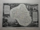 CARTE HISTORIEE - 12 DEPARTEMENT DE L'AVEYRON. Carte ancienne (53x36cm) sur acier de l'ATLAS NATIONAL ILLUSTRÉ de Victor LEVASSEUR. 1852. Coloris ...