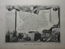 CARTE HISTORIEE - 14 DEPARTEMENT DU CALVADOS. Carte ancienne (53x36cm) sur acier de l'ATLAS NATIONAL ILLUSTRÉ de Victor LEVASSEUR. 1852. Coloris ...