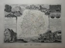 CARTE HISTORIEE - 15 DEPARTEMENT DU CANTAL. Carte ancienne (53x36cm) sur acier de l'ATLAS NATIONAL ILLUSTRÉ de Victor LEVASSEUR. 1852. Coloris manuels ...