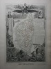 CARTE HISTORIEE - 2A 2B DEPARTEMENT DE CORSE. Carte ancienne (53x36cm) sur acier de l'ATLAS NATIONAL ILLUSTRÉ de Victor LEVASSEUR. 1852. Coloris ...