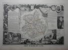 CARTE HISTORIEE - 28 DEPARTEMENT DE L'EURE ET LOIR. Carte ancienne (53x36cm) gravée sur acier de l'ATLAS NATIONAL ILLUSTRÉ de Victor LEVASSEUR. 1852. ...