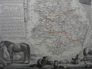 CARTE HISTORIEE - 28 DEPARTEMENT DE L'EURE ET LOIR. Carte ancienne (53x36cm) gravée sur acier de l'ATLAS NATIONAL ILLUSTRÉ de Victor LEVASSEUR. 1852. ...