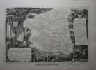 CARTE HISTORIEE - 29 DEPARTEMENT DU FINISTERE. Carte ancienne (53x36cm) gravée sur acier de l'ATLAS NATIONAL ILLUSTRÉ de Victor LEVASSEUR. 1852. ...