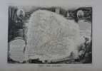 CARTE HISTORIEE - 40 DEPARTEMENT DES LANDES. Carte ancienne (53x36cm) gravée sur acier de l'ATLAS NATIONAL ILLUSTRÉ de Victor LEVASSEUR. 1852. Coloris ...