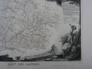 CARTE HISTORIEE - 40 DEPARTEMENT DES LANDES. Carte ancienne (53x36cm) gravée sur acier de l'ATLAS NATIONAL ILLUSTRÉ de Victor LEVASSEUR. 1852. Coloris ...