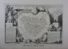 CARTE HISTORIEE - 43 DEPARTEMENT DE LA HAUTE LOIRE. Carte ancienne (53x36cm) gravée sur acier de l'ATLAS NATIONAL ILLUSTRÉ de Victor LEVASSEUR. 1852. ...