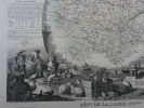 CARTE HISTORIEE - 44 DEPARTEMENT DE LA LOIRE INFERIEURE (Loire-Atlantique). Carte ancienne (53x36cm) gravée sur acier de l'ATLAS NATIONAL ILLUSTRÉ de ...