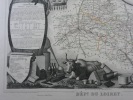 CARTE HISTORIEE - 45 DEPARTEMENT DU LOIRET. Carte ancienne (53x36cm) gravée sur acier de l'ATLAS NATIONAL ILLUSTRÉ de Victor LEVASSEUR. 1852. Coloris ...