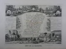 CARTE HISTORIEE - 53 DEPARTEMENT DE LA MAYENNE.  Carte ancienne (53x36cm) gravée sur acier de l'ATLAS NATIONAL ILLUSTRÉ de Victor LEVASSEUR. 1852. ...
