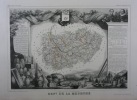 CARTE HISTORIEE - 54 DEPARTEMENT DE LA MEURTHE . (Meurthe-et-Moselle)  Carte ancienne (53x36cm) gravée sur acier de l'ATLAS NATIONAL ILLUSTRÉ de ...