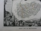 CARTE HISTORIEE - 54 DEPARTEMENT DE LA MEURTHE . (Meurthe-et-Moselle)  Carte ancienne (53x36cm) gravée sur acier de l'ATLAS NATIONAL ILLUSTRÉ de ...