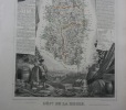 CARTE HISTORIEE - 55 DEPARTEMENT DE LA MEUSE. Carte ancienne (53x36cm) gravée sur acier de l'ATLAS NATIONAL ILLUSTRÉ de Victor LEVASSEUR. 1852. ...