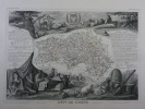 CARTE HISTORIEE - 61 DEPARTEMENT DE L'ORNE. Carte ancienne (53x36cm) gravée sur acier de l'ATLAS NATIONAL ILLUSTRÉ de Victor LEVASSEUR. 1852. Coloris ...