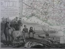 CARTE HISTORIEE - 62 DEPARTEMENT DU PAS DE CALAIS. Carte ancienne (53x36cm) gravée sur acier de l'ATLAS NATIONAL ILLUSTRÉ de Victor LEVASSEUR. 1852. ...