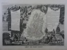 CARTE HISTORIEE - 68 DEPARTEMENT DU HAUT RHIN. Carte ancienne (53x36cm) gravée sur acier de l'ATLAS NATIONAL ILLUSTRÉ de Victor LEVASSEUR. 1852. ...