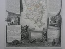 CARTE HISTORIEE - 69 DEPARTEMENT DU RHONE. Carte ancienne (53x36cm) gravée sur acier de l'ATLAS NATIONAL ILLUSTRÉ de Victor LEVASSEUR. 1852. Coloris ...