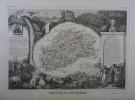 CARTE HISTORIEE - 70 DEPARTEMENT DE LA HAUTE SAONE. Carte ancienne (53x36cm) gravée sur acier de l'ATLAS NATIONAL ILLUSTRÉ de Victor LEVASSEUR. 1852. ...