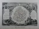 CARTE HISTORIEE - 72 DEPARTEMENT DE LA SARTHE. Carte ancienne (53x36cm) gravée sur acier de l'ATLAS NATIONAL ILLUSTRÉ de Victor LEVASSEUR. 1852. ...