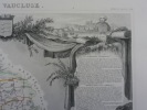 CARTE HISTORIEE - 84 DEPARTEMENT DU VAUCLUSE. Carte ancienne (53x36cm) gravée sur acier de l'ATLAS NATIONAL ILLUSTRÉ de Victor LEVASSEUR. 1852. ...