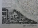 CARTE HISTORIEE - 85 DEPARTEMENT DE LA VENDÉE. Carte ancienne (53x36cm) gravée sur acier de l'ATLAS NATIONAL ILLUSTRÉ de Victor LEVASSEUR. 1852. ...