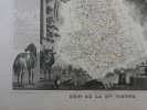 CARTE HISTORIEE - 87 DEPARTEMENT DE LA  HAUTE VIENNE. Carte ancienne (53x36cm) gravée sur acier de l'ATLAS NATIONAL ILLUSTRÉ de Victor LEVASSEUR. ...