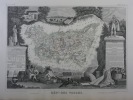 CARTE HISTORIEE - 88 DEPARTEMENT DES VOSGES. Carte ancienne (53x36cm) gravée sur acier de l'ATLAS NATIONAL ILLUSTRÉ de Victor LEVASSEUR. 1852. Coloris ...