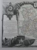 CARTE HISTORIEE - 89 DEPARTEMENT DE L'YONNE. Carte ancienne (53x36cm) gravée sur acier de l'ATLAS NATIONAL ILLUSTRÉ de Victor LEVASSEUR. 1852. Coloris ...