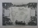 CARTE HISTORIEE - SENEGAMBIE ET MADAGASCAR. Carte ancienne (53x36cm) gravée sur acier de l'ATLAS NATIONAL ILLUSTRÉ de Victor LEVASSEUR. 1852. Coloris ...
