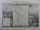 CARTE HISTORIEE - AMERIQUE MERIDIONALE - Carte ancienne (53x36cm) gravée sur acier provenant de l'ATLAS NATIONAL ILLUSTRÉ de Victor LEVASSEUR. 1852. ...