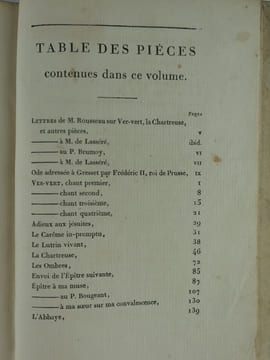 Poésies choisies de Gresset. Précédées de Lettres de M. Rousseau sur Ver-Vert, la Chartreuse et autres pièces adressées à M. de Lasséré et au P. ...