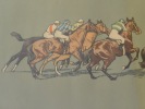 Course de chevaux / Steeple-chase. Pochoir encadré. Signé K. Wagner en bas à droite. . K. WAGNER (1870-1974)