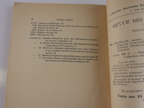 Instruction élémentaires et techniques pour la mise et le maintien en ordre des livres d'une bibliothèque. 4e éd. revue.. DELISLE Léopold