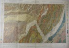 GRENOBLE/ CHAMBERY 178. Carte géologique détaillée / Carte topographique d'Etat Major. Grande carte ancienne en couleurs tirée en lithographie. . ...
