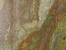 GRENOBLE/ CHAMBERY 178. Carte géologique détaillée / Carte topographique d'Etat Major. Grande carte ancienne en couleurs tirée en lithographie. . ...