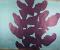 Affiche originale - Poster Witold Janowski : forme violette abstraite sur fond bleu ciel. Signature sur la partie supérieure droite.. Witold Janowski ...