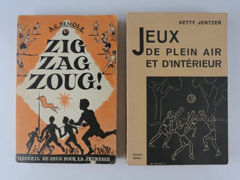 Réunion de deux ouvrages : Zig Zag Zoug ! Recueil de jeux pour la jeunesse. Illustrations de Marcel North. // Jeux de plein air et d'intérieur. 140 ...