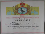 2 DIPLOMES R.C.F.B. Royale Fédération Colombophile Belge pour l'année 1965, Section Provinciale Liégoise : 14e au Championnat Provincial Catégorie "Bon Pigeon" & 16e au Championnat Provincial Catégorie "Demi-Fond" par Anonyme. - Image 2