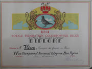 2 DIPLOMES R.C.F.B. Royale Fédération Colombophile Belge pour l'année 1965, Section Provinciale Liégoise : 14e au Championnat Provincial Catégorie "Bon Pigeon" & 16e au Championnat Provincial Catégorie "Demi-Fond" par Anonyme. - Image 3