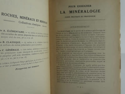 Pour enseigner la minéralogie. Guide pratique du professeur. La Collection générale des Roches, Minéraux, Minerais expliquée.