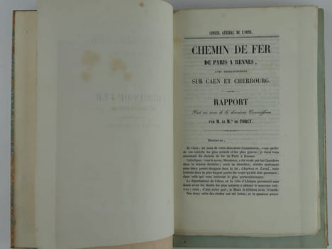 CHEMINS DE FER de l'ORNE. Réunion de 9 publications du milieu du 19e siècle, autour de la création des lignes de chemins de fer dans l'Orne. 1) ...