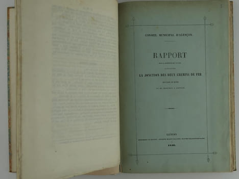 CHEMINS DE FER de l'ORNE. Réunion de 9 publications du milieu du 19e siècle, autour de la création des lignes de chemins de fer dans l'Orne. 1) ...